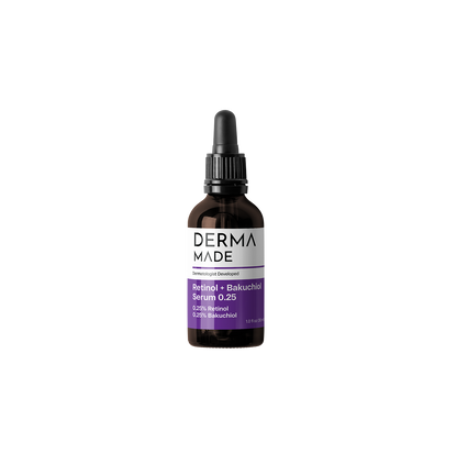 Retinol + Bakuchiol Serum 0.25 from Derma Made. Dermatologist recommended 